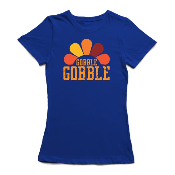 Gobble Gobble Turkey Feathers Women's Royal Blue T-shirt