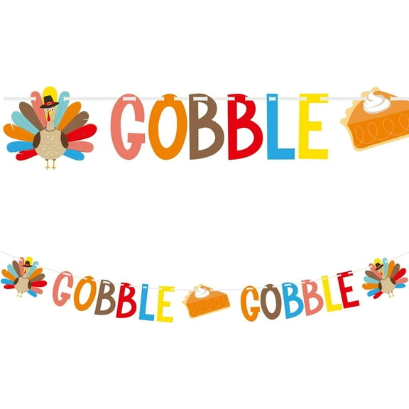 Gobble Gobble Turkey Thanksgiving Banner - Essential Thanksgiving Party Supplies for Unforgettable Thanksgiving Party Decorations