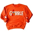 thumbnail image 1 of Gobble Thanksgiving Dinner Funny Turkey Face Crewneck Sweatshirt, L, Orange, 1 of 6