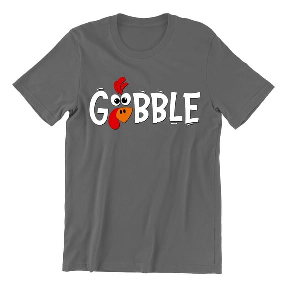 Gobble Thanksgiving Dinner Funny Turkey Face Unisex Men's T-shirt For Men, 3XL, Charcoal