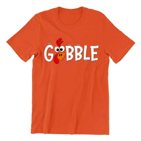Gobble Thanksgiving Dinner Funny Turkey Face Unisex Men's T-shirt For Men, M, Orange