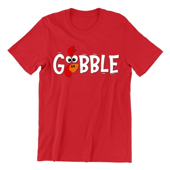Gobble Thanksgiving Dinner Funny Turkey Face Unisex Men's T-shirt For Men, XL, Red