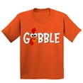 thumbnail image 1 of Gobble Thanksgiving Dinner Funny Turkey Face Youth T-shirt For Kids, L, Orange, 1 of 6