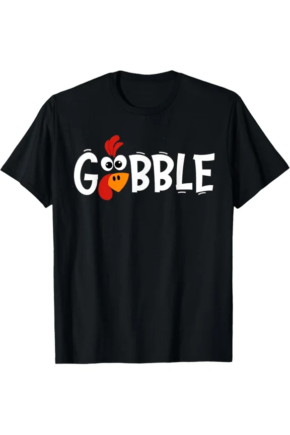 Gobble Till You Wobble Cool Turkey Thanksgiving Holiday Food Humor Graphic Art Unisex T-Shirt, S-5XL