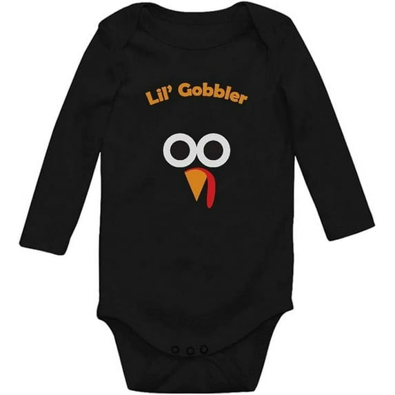 Tstars Gobble Turkey Face Baby Bodysuit First Thanksgiving Baby Boy Girl Outfit 18M Black