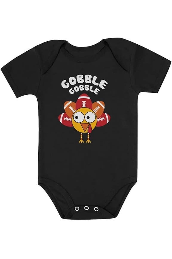 Gobble Turkey Face Baby Bodysuit First Thanksgiving Baby Boy Girl Outfit 18M Black