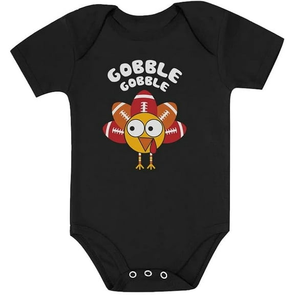 Tstars Gobble Turkey Face Baby Bodysuit First Thanksgiving Baby Boy Girl Outfit 6M Black