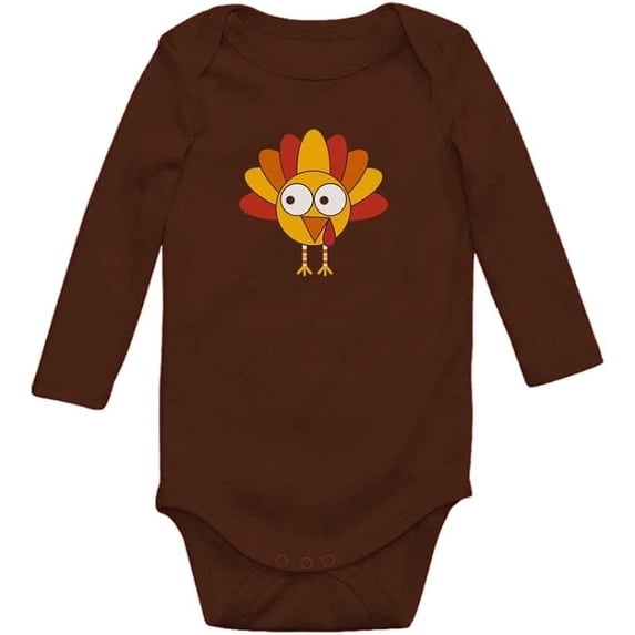 Tstars Gobble Turkey Face Baby Bodysuit First Thanksgiving Baby Boy Girl Outfit 6M Brown