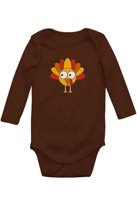 Gobble Turkey Face Baby Bodysuit First Thanksgiving Baby Boy Girl Outfit 6M Brown