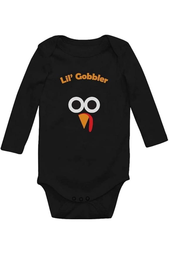 Gobble Turkey Face Baby Bodysuit First Thanksgiving Baby Boy Girl Outfit Newborn Black