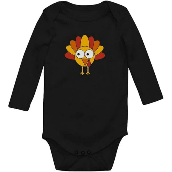 Tstars Gobble Turkey Face Baby Bodysuit First Thanksgiving Baby Boy Girl Outfit Newborn Black