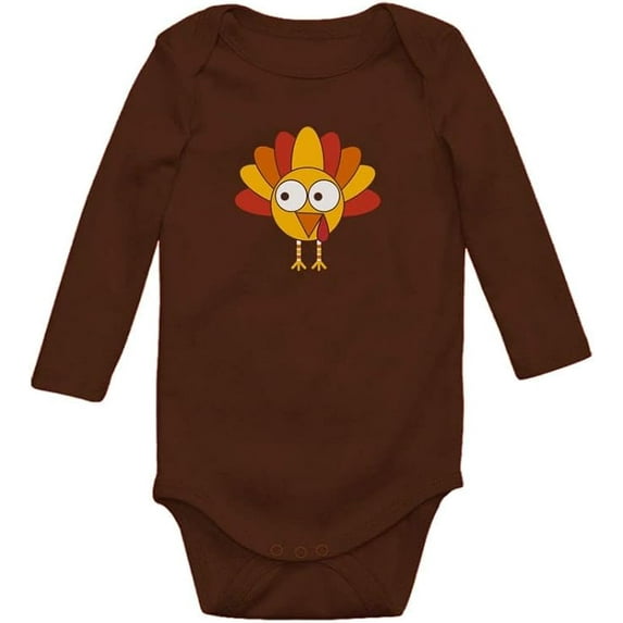 Tstars Gobble Turkey Face Baby Bodysuit First Thanksgiving Baby Boy Girl Outfit Newborn Brown
