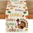 thumbnail image 1 of Gobble Turkey Maple Leaves Thanksgiving Table Runner, Seasonal Fall Harvest Holiday Kitchen Dining Table Decoration for Indoor Outdoor Home Party Decor 13 x 36 Inch, 1 of 6