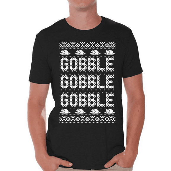 Gobble Ugly Sweater Style Thanksgiving T-Shirt for Men Women