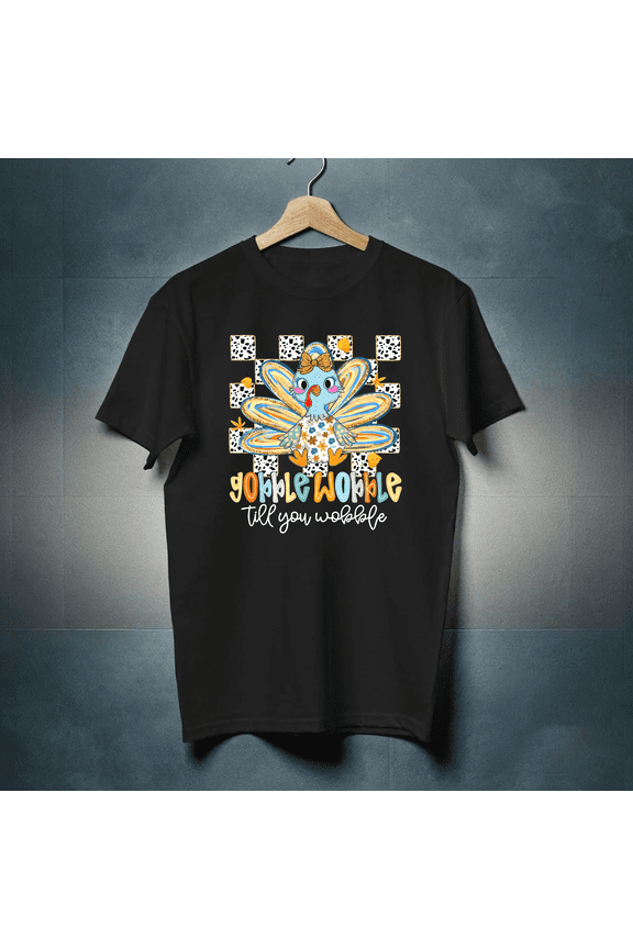 Gobble Wobble Turkey Thanksgiving Girls Kids Holiday Unisex T-Shirt, up to Size 5XL