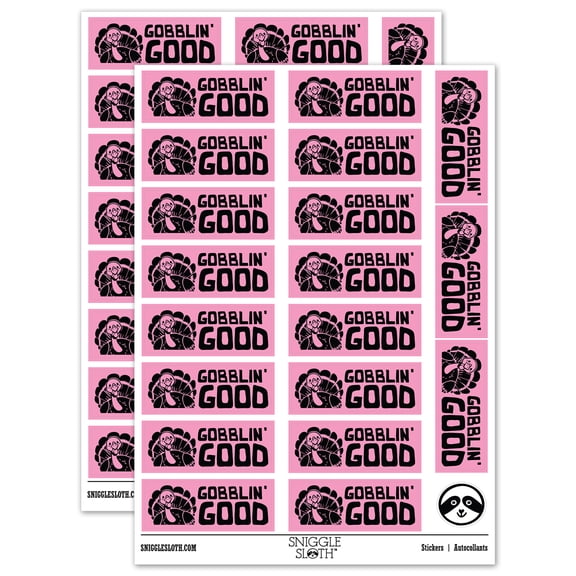 Gobblin' Good Thanksgiving Turkey Teacher Student School Sticker Set - Light Pink - Matte Finish - 2.00" Large