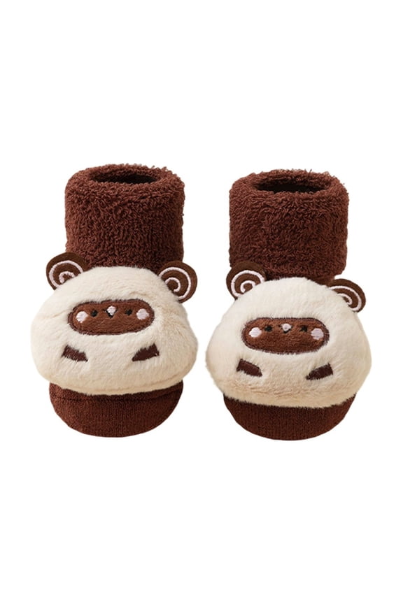GobdXE 3D Cartoon Sheep Fleece Lined Baby Crew Socks Warm Plush Stretchy Cuff Ankle Socks for Newborn Infant Toddler Boys Girls Size:0-1 Years