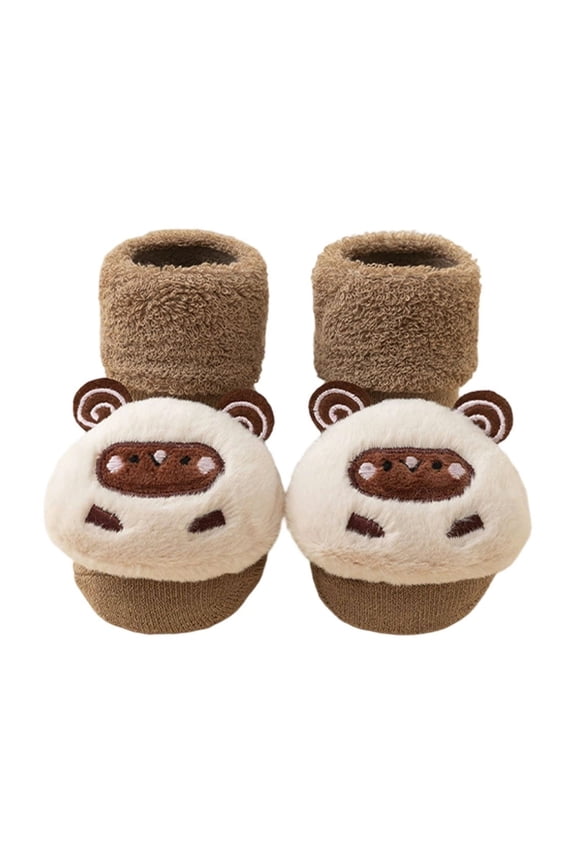 GobdXE 3D Cartoon Sheep Lined Baby Crew Socks Warm Plush Stretchy Ankle Socks for Toddler Boys Girls Size:0-1 Years
