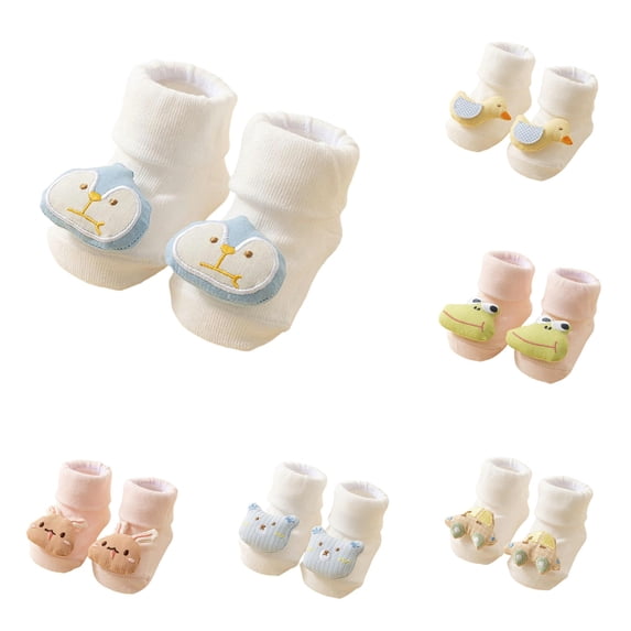 GobdXE 3D Penguin Applique Baby Ankle Socks Fold Over Rib Cuff Soft Knit Non Slip Indoor Socks for Unisex Toddlers Blue,1-3 Years
