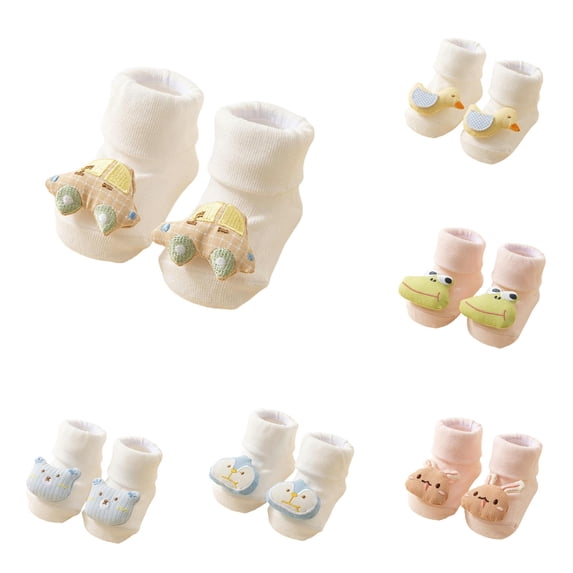 GobdXE 3D Penguin Applique Baby Ankle Socks Fold Over Rib Cuff Soft Knit Non Slip Indoor Socks for Unisex Toddlers Orange,1-3 Years