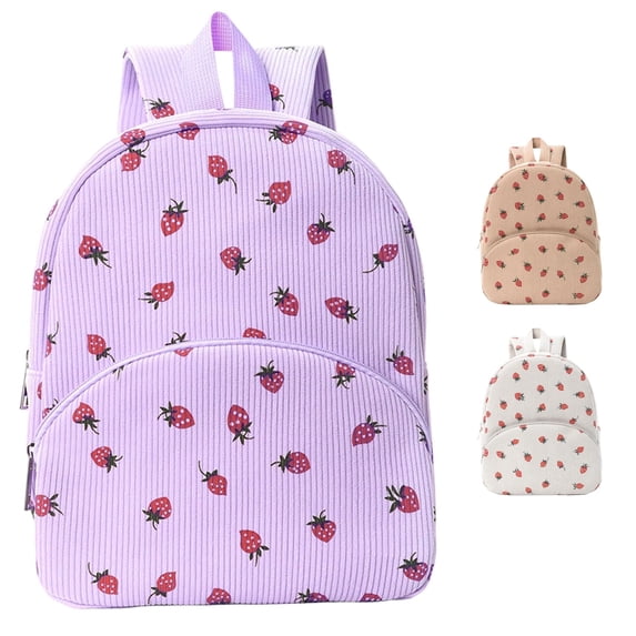 GobdXE Back To School Student Fruit Strawberry Print Daypack Large Single Main Zipper Compartment Unisex Mini Backpack Size:One Size