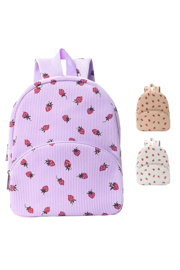 GobdXE Back To School Student Fruit Strawberry Print Daypack Large Single Main Zipper Compartment Unisex Mini Backpack Size:One Size
