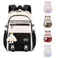 thumbnail image 1 of GobdXE Back To School Student Preppy Style Color Block Daypack Double Zipper Main Compartment Unisex Casual Backpack Size:One Size, 1 of 9
