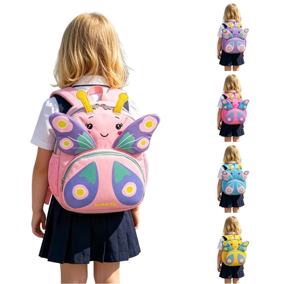 GobdXE Back To School Unisex Student 3D Butterfly Cartoon Mini Backpack Dual Zipper Pocket Lightweight Daypack Size:One Size
