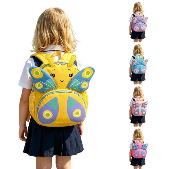 GobdXE Back To School Unisex Student 3D Butterfly Cartoon Mini Backpack Dual Zipper Pocket Lightweight Daypack Size:One Size