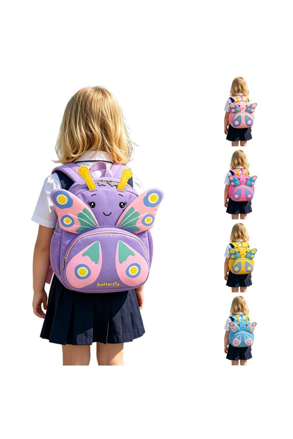 GobdXE Back To School Unisex Student 3D Butterfly Cartoon Mini Backpack Dual Zipper Pocket Lightweight Daypack Size:One Size