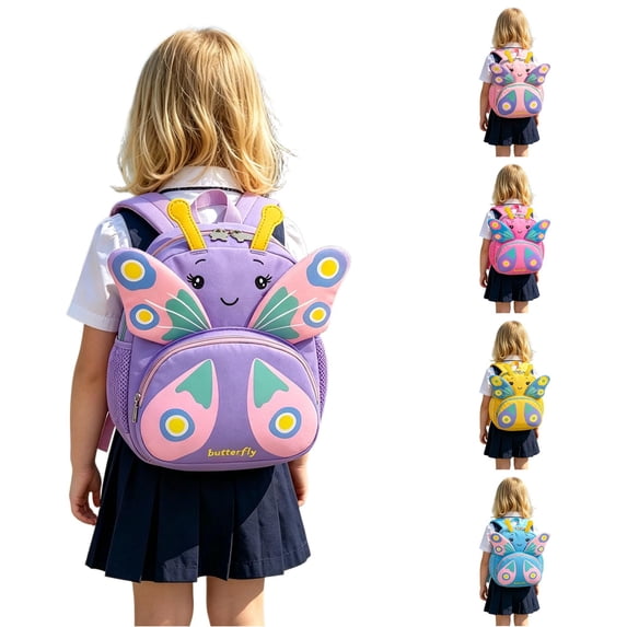 GobdXE Back To School Unisex Student 3D Butterfly Cartoon Mini Backpack Dual Zipper Pocket Lightweight Daypack Size:One Size