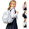 thumbnail image 1 of GobdXE Back To School Unisex Student Quilted Pastel Bow Embroidery Backpack Front Zipper Pocket Lightweight Casual Daypack Size:One Size, 1 of 8