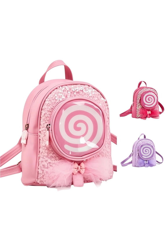 GobdXE Back To School Unisex Student Sequin Lollipop Mini Backpack Tulle Bow Decor Convertible Crossbody Lightweight Daily Daypack Size:One Size