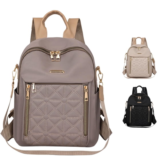 GobdXE Back To School Unisex Student Solid Diamond Quilted Multi Zipper Backpack Convertible Crossbody Daypack Size:One Size