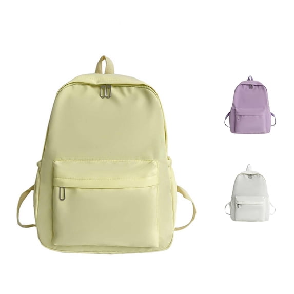GobdXE Back To School Unisex Student Solid Light Purple Nylon Minimalist Basic Backpack Front Zipper Pocket Lightweight Casual Daypack Size:One Size