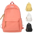 thumbnail image 1 of GobdXE Back To School Unisex Student Solid Minimalist Nylon Backpack Single Front Pocket Leather Pull Tab Daily Daypack Size:One Size, 1 of 4