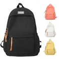 thumbnail image 1 of GobdXE Back To School Unisex Student Solid Minimalist Nylon Backpack Single Front Pocket Leather Pull Tab Daily Daypack Size:One Size, 1 of 4