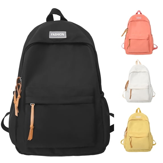 GobdXE Back To School Unisex Student Solid Minimalist Nylon Backpack Single Front Pocket Leather Pull Tab Daily Daypack Size:One Size