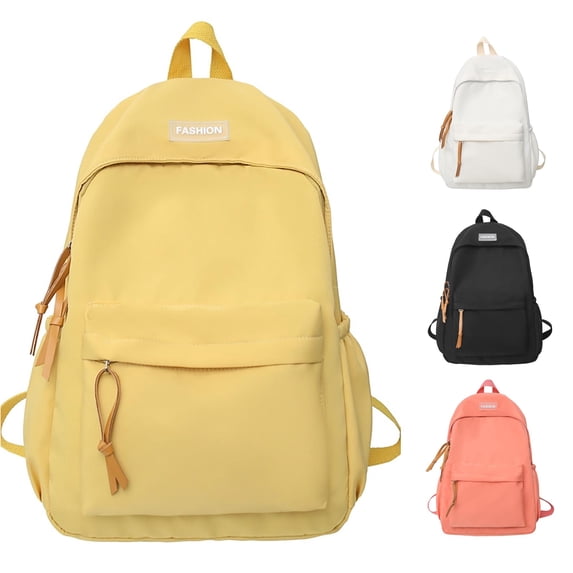 GobdXE Back To School Unisex Student Solid Minimalist Nylon Backpack Single Front Pocket Leather Pull Tab Daily Daypack Size:One Size