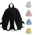 thumbnail image 1 of GobdXE Back To School Unisex Student Solid Nylon 3D Bunny Ear Mini Backpack Fluffy Plush Tail Lightweight Casual Daypack Size:One Size, 1 of 4