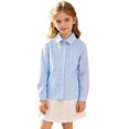 thumbnail image 1 of GobdXE Boys Girls Spring Fall Long Sleeve Striped Button Down Shirt Collared with Chest Pocket Back to School Casual Top Size:10-11 Years, 1 of 9