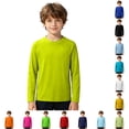 thumbnail image 1 of GobdXE Boys Plain Solid Raglan Rash Guard UPF 50 Protection Crew Neck Long Sleeve Sun Swim Shirt Light Green,13-14 Years, 1 of 9