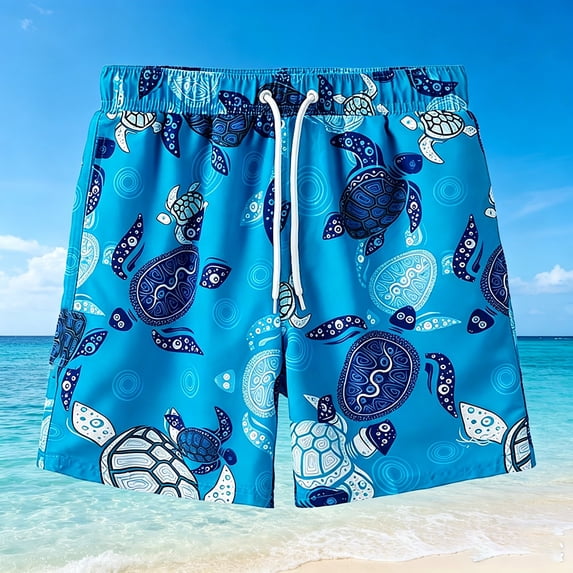 GobdXE Boys Sea Turtle Swim Trunks Elastic Drawstring Kids Beach Pool Board Shorts for Toddler & Youth Color:Blue,Size:11-12 Years