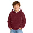 GobdXE Boys Solid Fuzzy Textured Hooded Pullover Long Sleeve Loose Fit ...