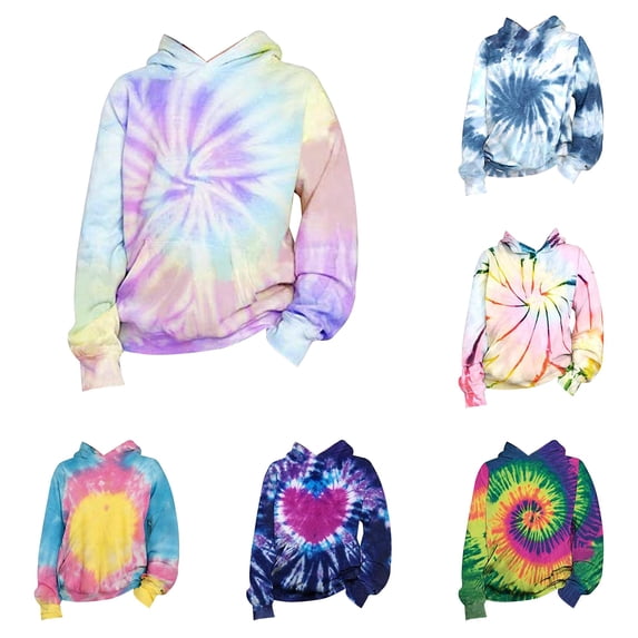 GobdXE Boys and Girls Tie Dye Long Sleeve Pullover Hoodie Casual Sweatshirt with Front Pocket 2-3 Years