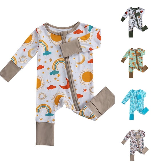 GobdXE Camping Guitar Print Two-Way Zip Long Sleeve Baby Sleeper Foldable Footless Romper Size:0-1 Months