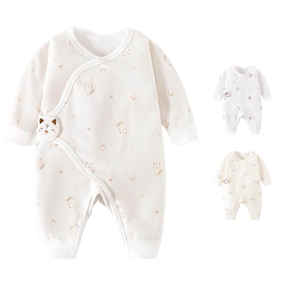 GobdXE Cartoon Sheep Print Wrap Long Sleeve Baby Romper Cross Side Snap Soft Cotton Onesie Size:0-1 Months