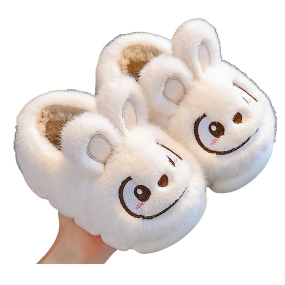 GobdXE Cute Cartoon Animal Kids Fuzzy Closed Back Slippers Warm Indoor House Slippers for Home Wear Size:9.5-10 Years
