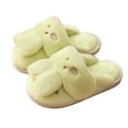 thumbnail image 1 of GobdXE Cute Cartoon Bunny Kids Fuzzy Slide Slippers Open Toe Warm Indoor House Slippers for Home Wear Size:6-7 Years, 1 of 4