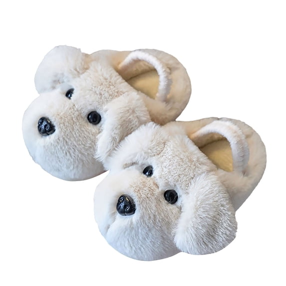 GobdXE Cute Cartoon Dog Kids Fuzzy Slide Slippers Open Back with Heel Strap Warm Indoor House Slippers for Home Wear Size:2.5-3 Years